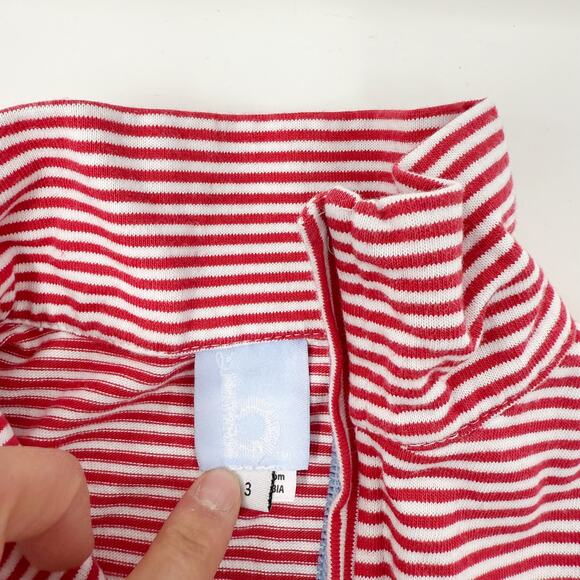 Bella Bliss Boys 3T Red White Striped Pima Half Zip Pullover Cotton Long Sleeve - Picture 9 of 10